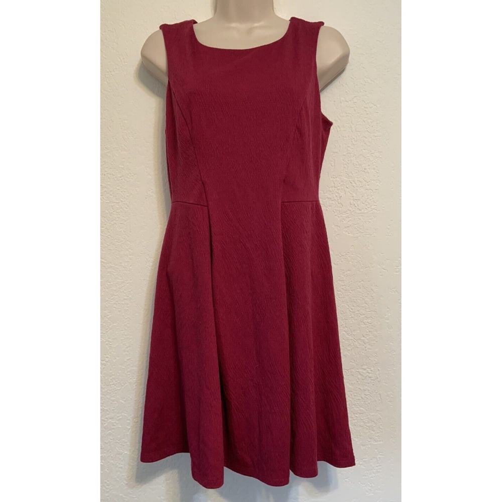 Lauren Conrad Womens Burgundy Sleeveless Fit & Flare Open Back Dress Size 10